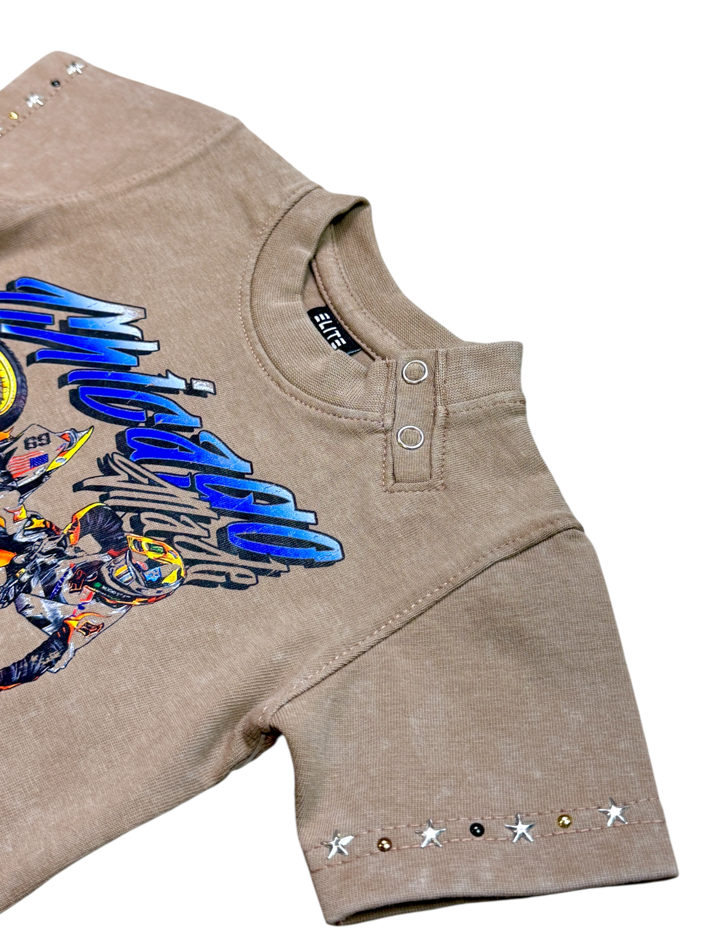Motor Cross Premium Embellished Infants Tee Brown