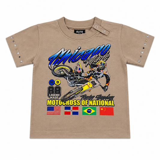 Motor Cross Premium Embellished Infants Tee Brown