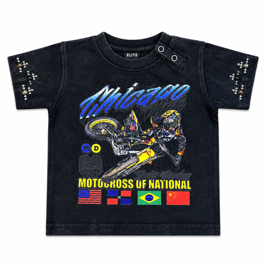Motor Cross Premium Embellished Infants Tee Black