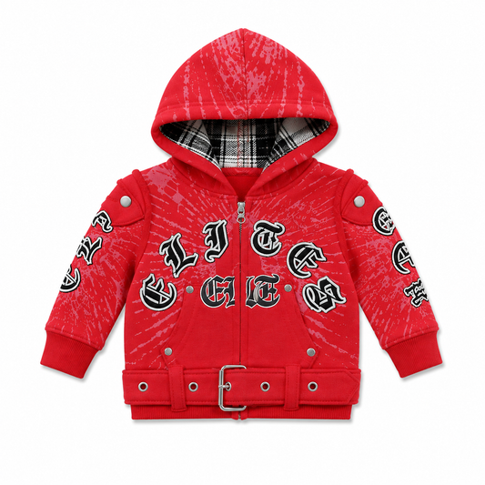 All Details Belted Infants Hoodie Red