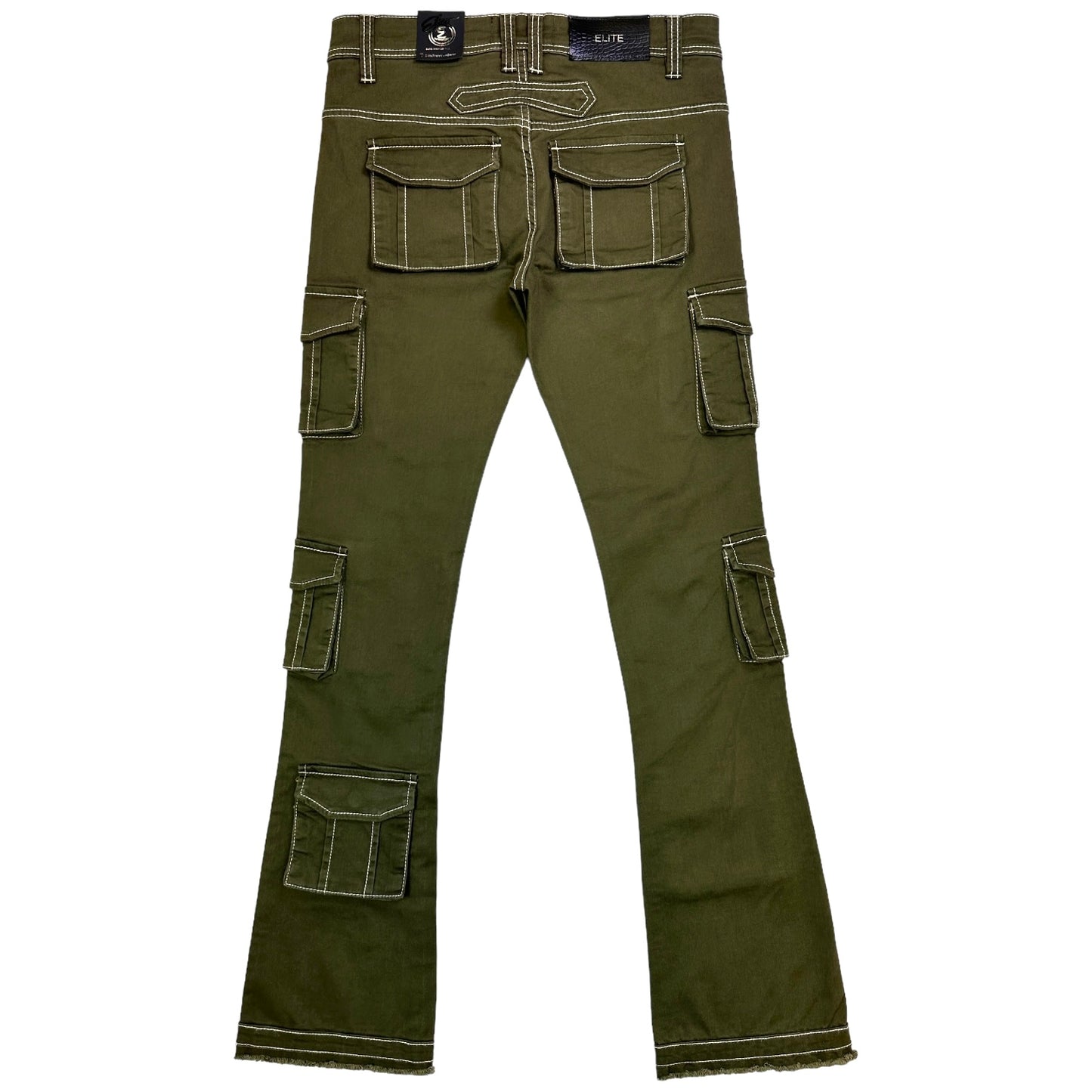 Olive Cargo Premium Men's Stack Jeans