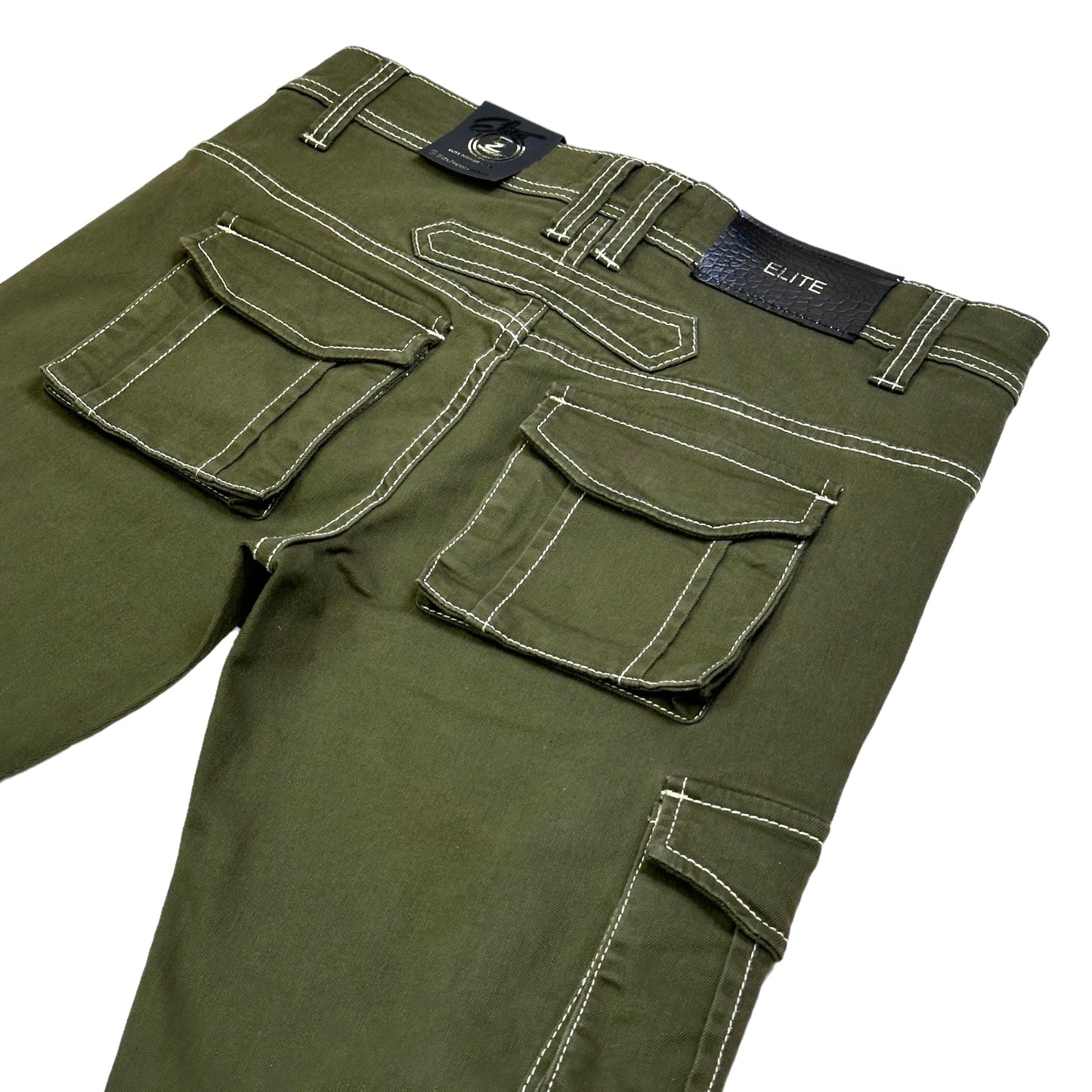 Olive Cargo Premium Men's Stack Jeans