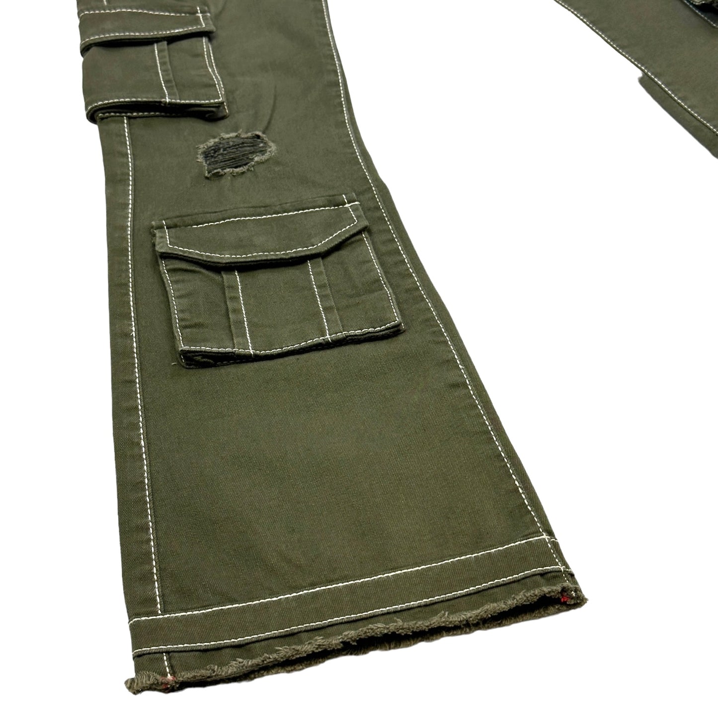 Olive Cargo Premium Men's Stack Jeans