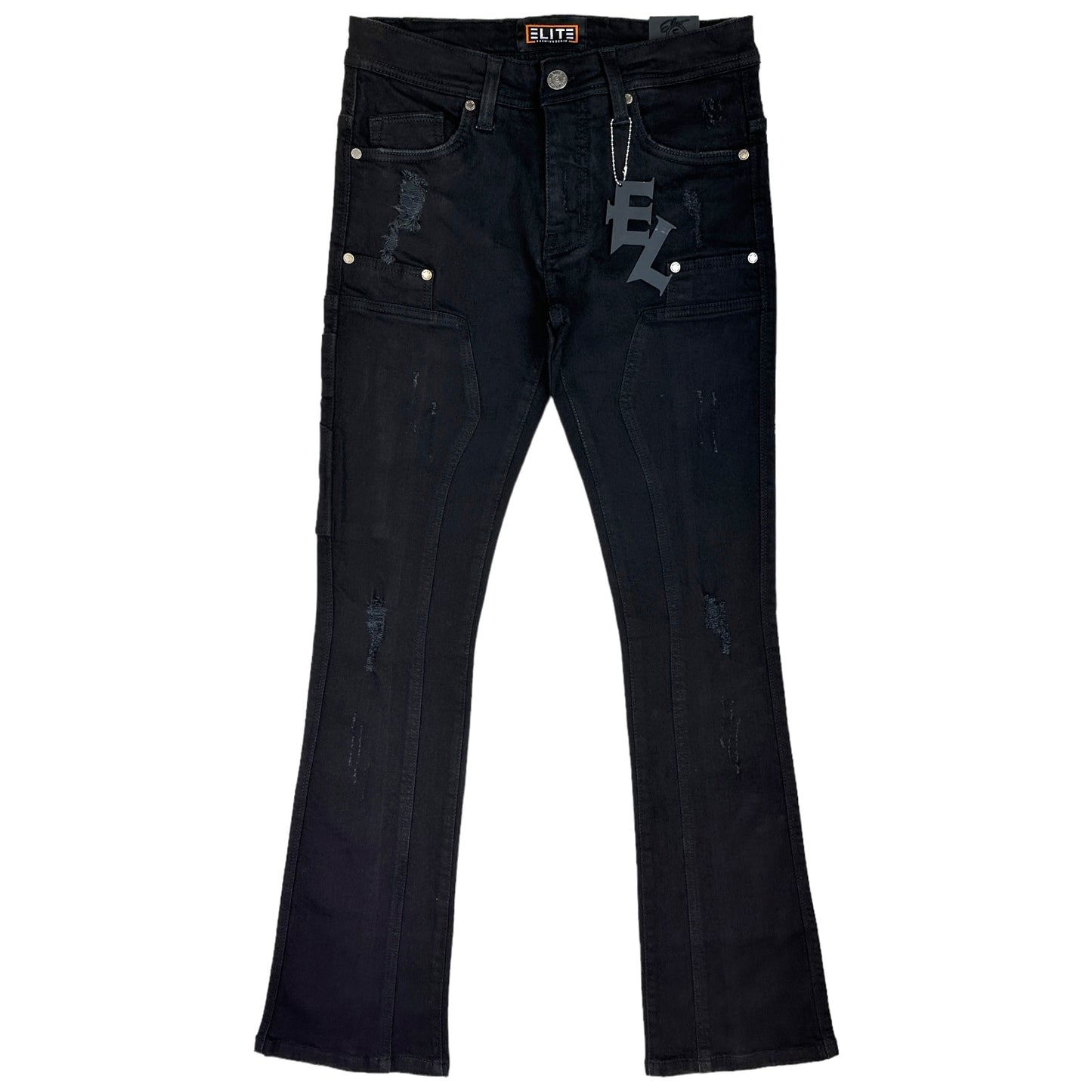 Jet Black Utility Premium Men's Stack Jeans