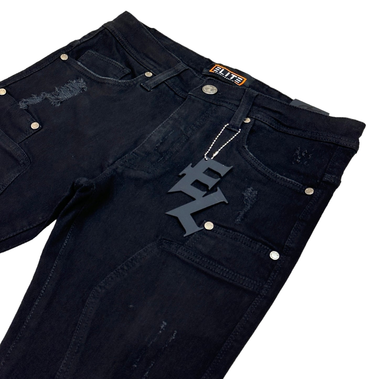 Jet Black Utility Premium Men's Stack Jeans