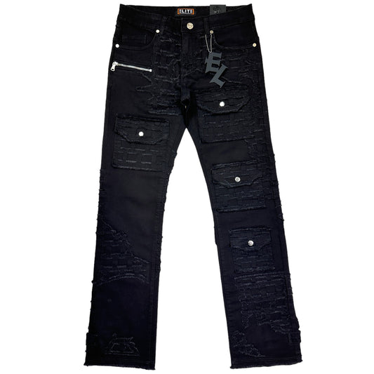 Ruins Cargo Premium Men's Straight Jeans Black