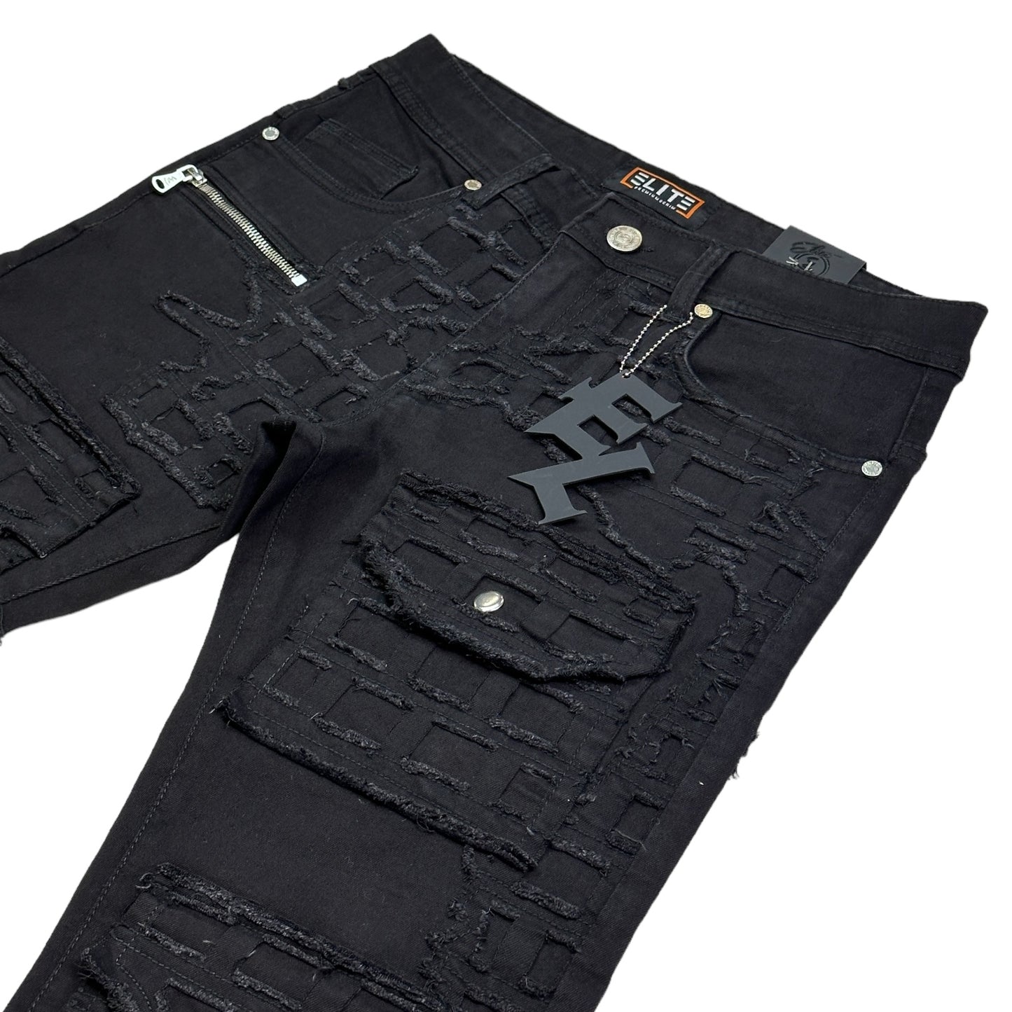 Ruins Cargo Premium Men's Straight Jeans Black