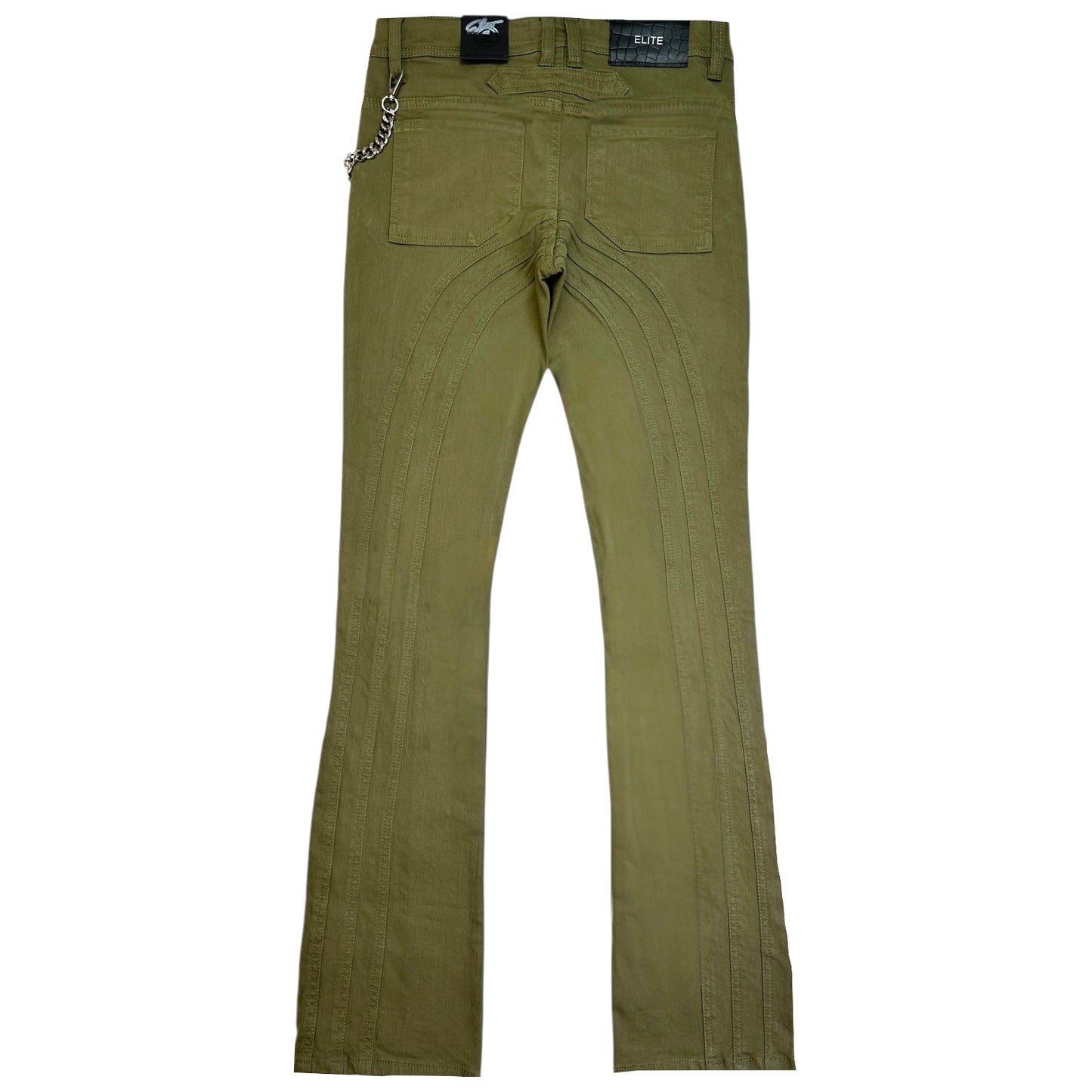 Arch Mens Stacked Premium Jeans OLIVE + Cuban Link