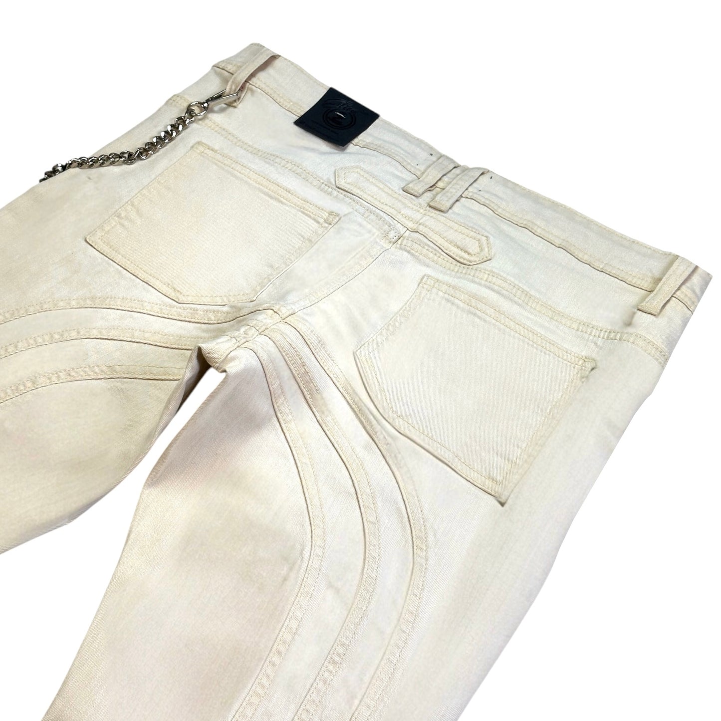 Arch Mens Stacked Premium Jeans CREAM + Cuban Link