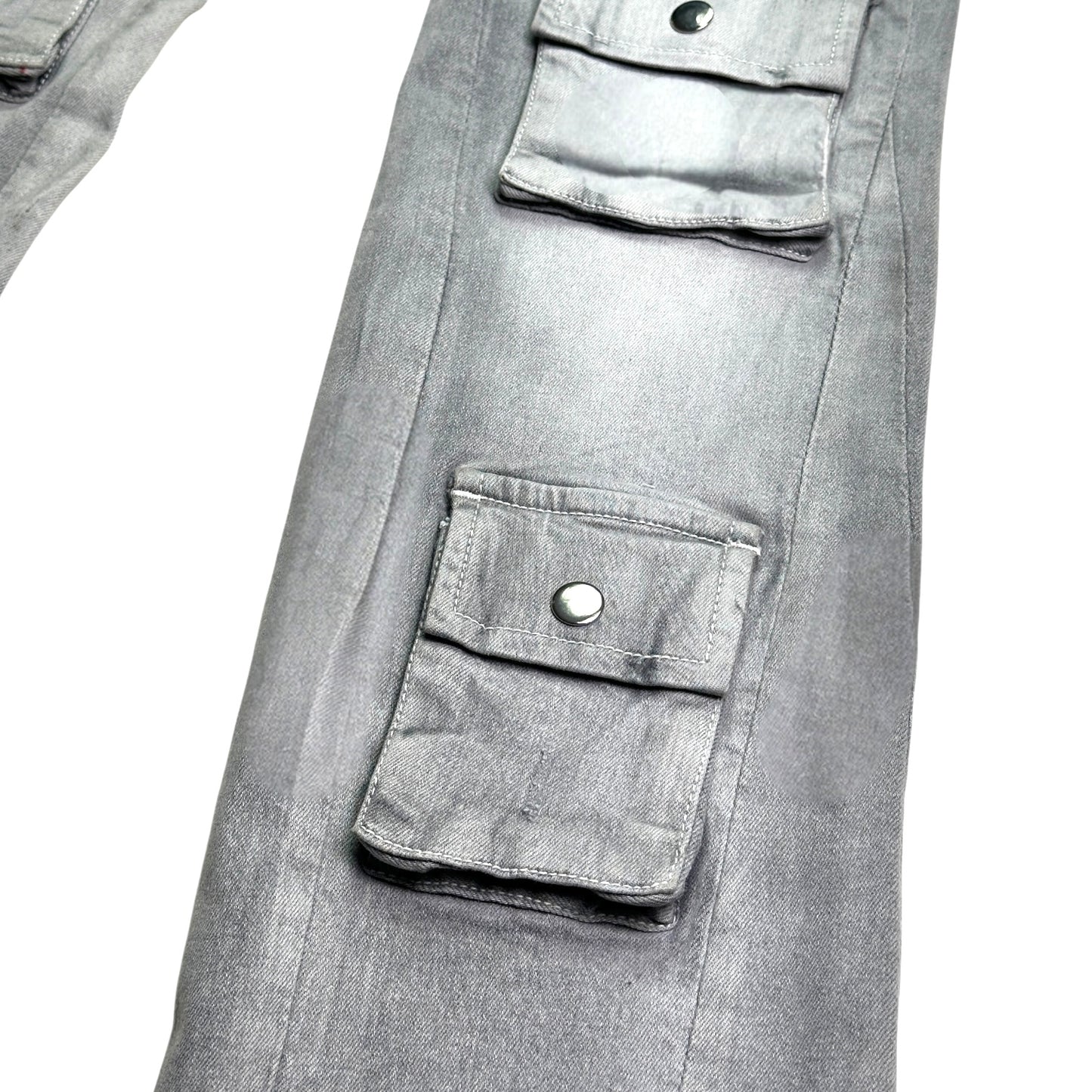 Cargo Premium Mens Stacked Jeans Grey + Cuban Link