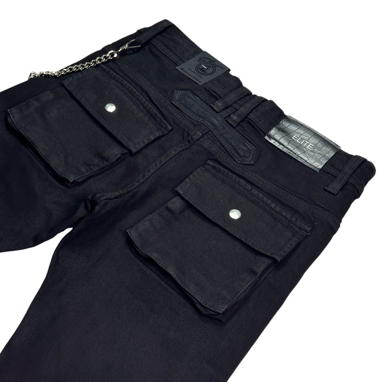 Cargo Premium Mens Stacked Jeans Black + Cuban Link