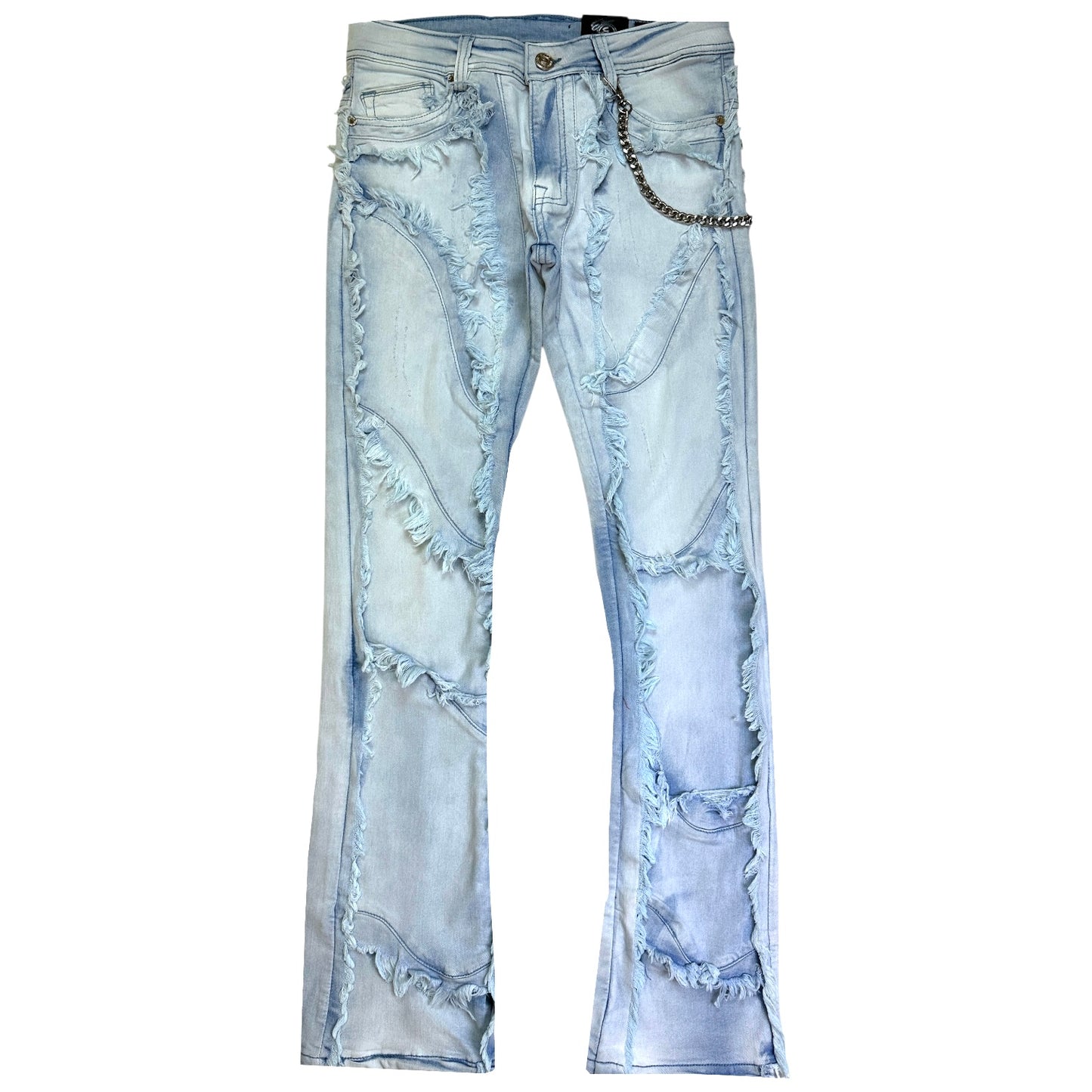 Dysto 2.0 Premium Mens Stacked Jeans Aqua+ Cuban Link