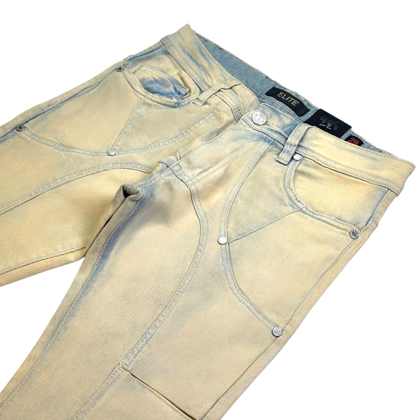 Rivets Mens Stacked Premium Jeans Sand