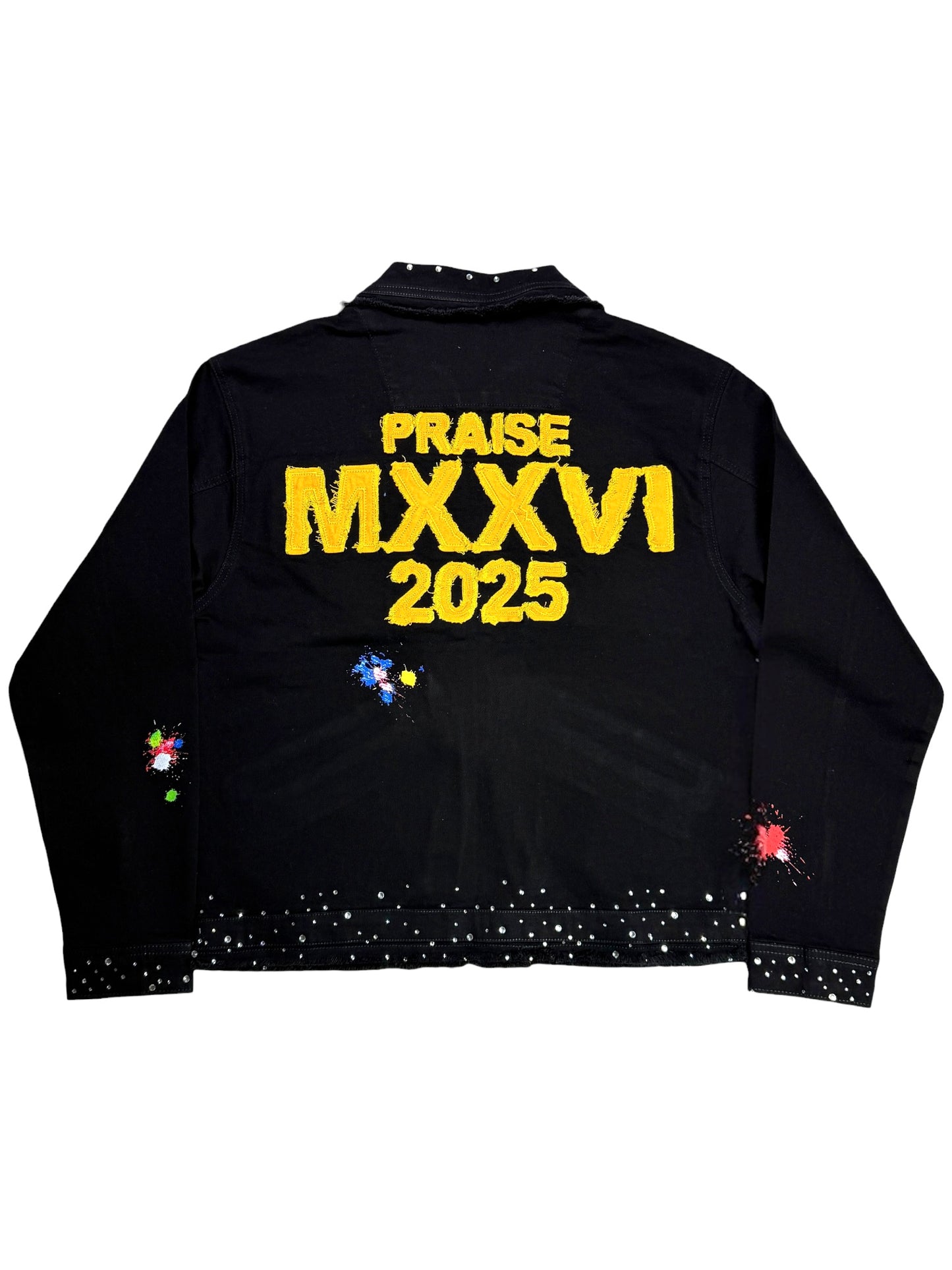 Praise Embellished Premium Mens Denim Jacket Onyx