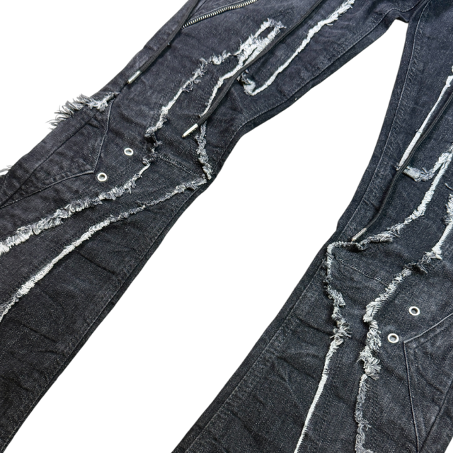 Zipper Ninja Fade Black Men's Flare Jeans + Chain