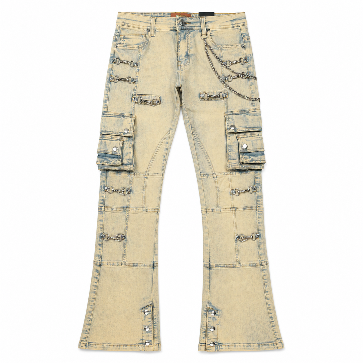 Buckle Sand Denim Men's Flare Jeans + Chain