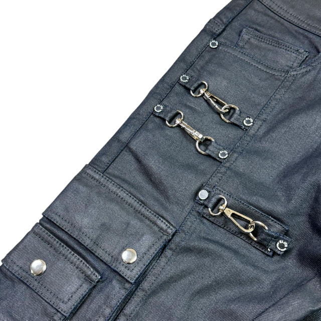 Buckle Dark Grey Wax Men's Flare Jeans + Chain