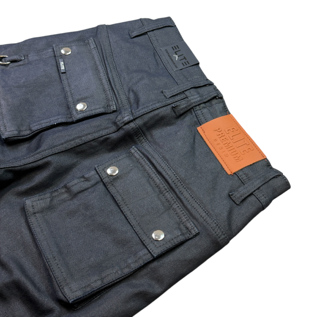 Buckle Dark Grey Wax Men's Flare Jeans + Chain