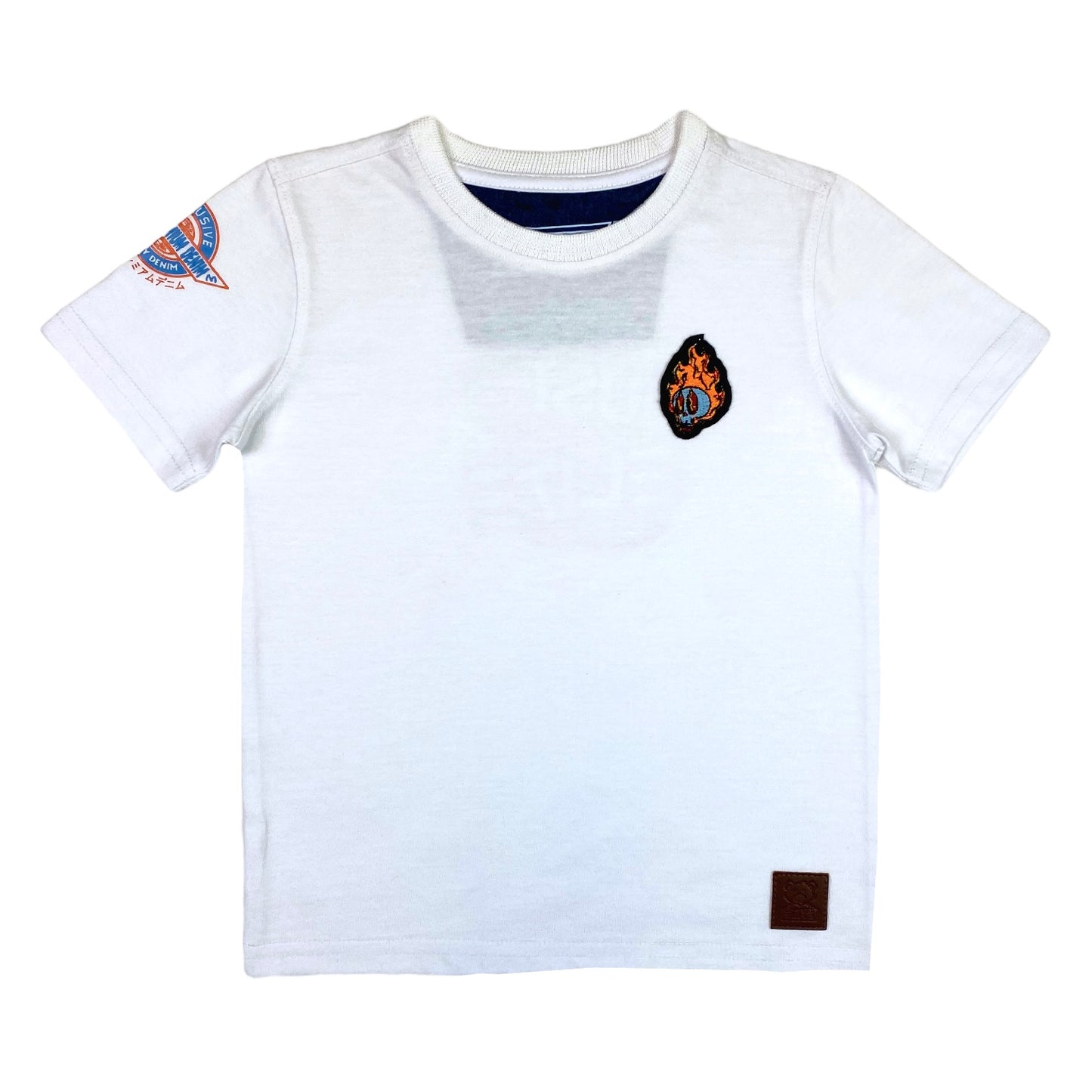 Flame Back Graphic Premium Kids Tee White