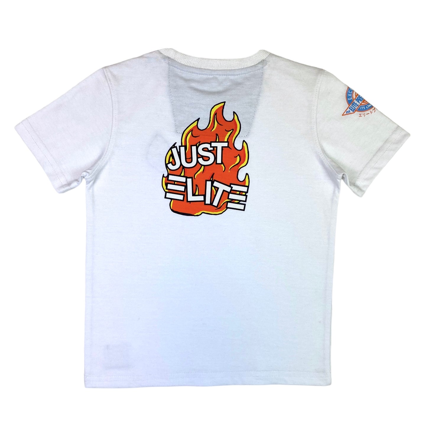 Flame Back Graphic Premium Kids Tee White