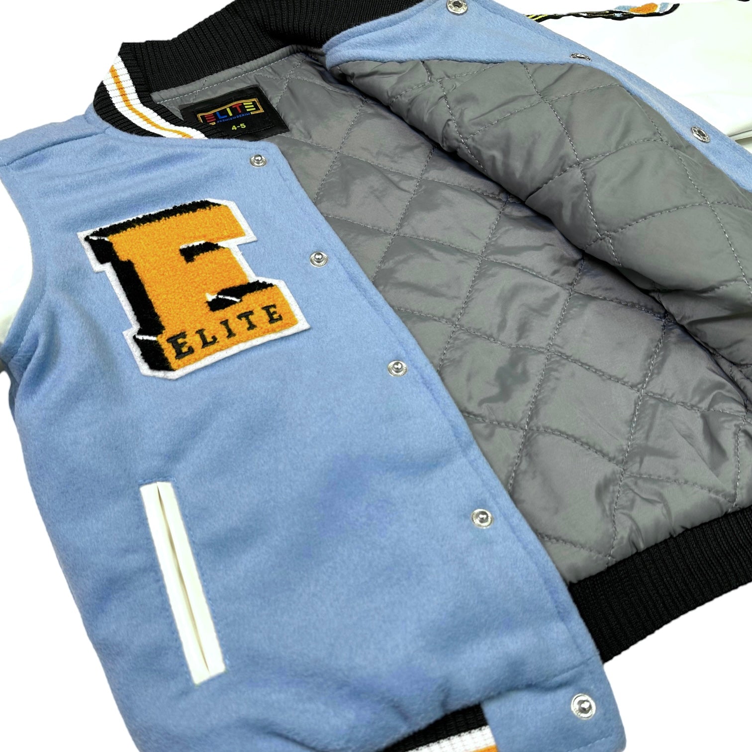 EL Premium Kids Varsity Jacket Baby Blue