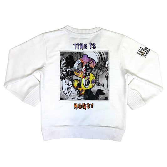 Time is Money Premium Kids Sweatshirt White