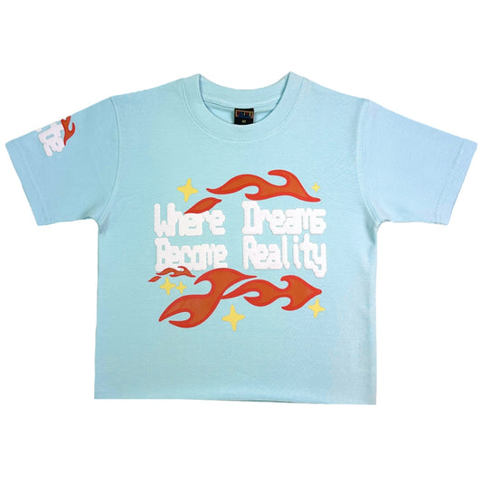 Dreams Premium Kids Cropped Tee Sky