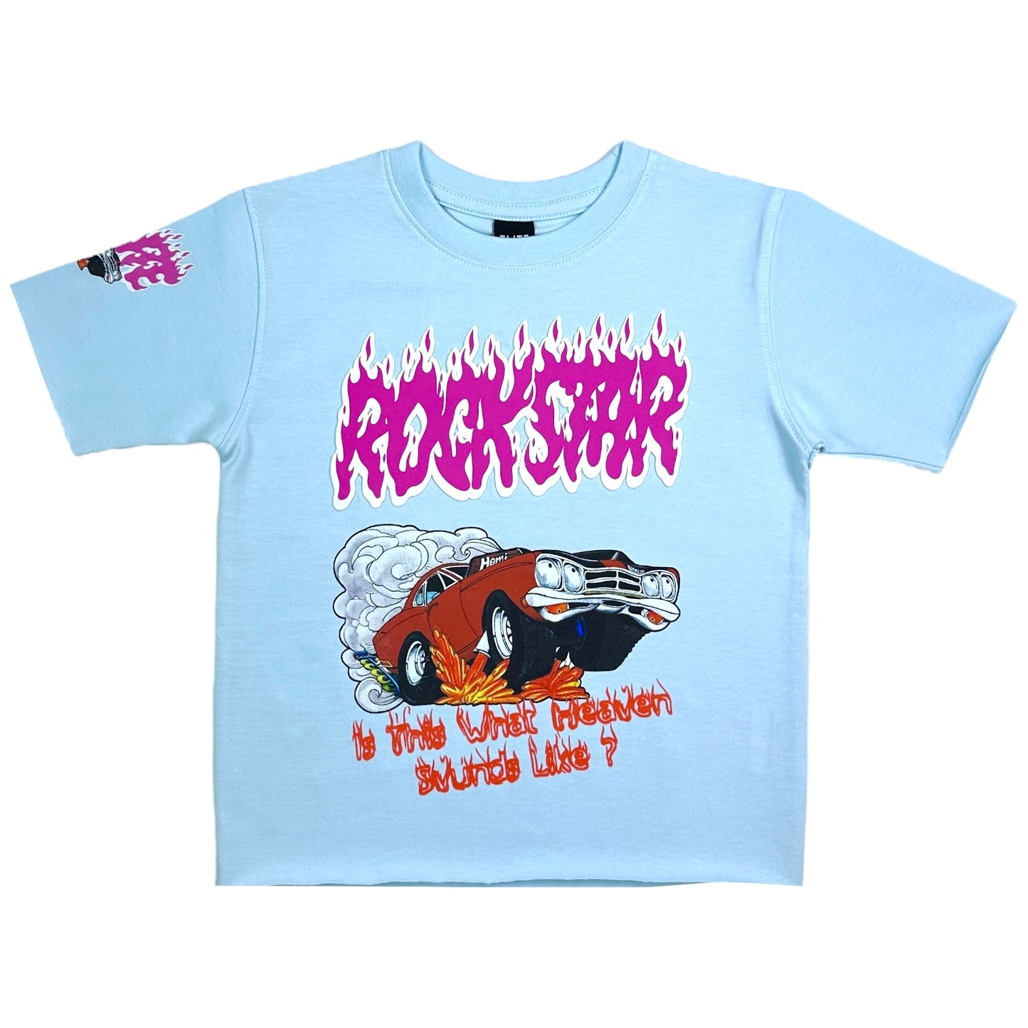 Rock Star Premium Kids Cropped Tee Sky