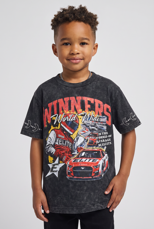 Winners Premium Embellished Black Kids Tee