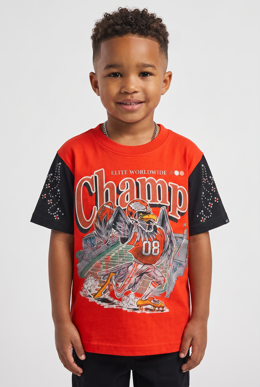 Champ Premium Embellished Red Kids Tee