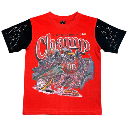 Champ Premium Embellished Red Kids Tee