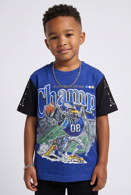 Champ Premium Embellished Blue Kids Tee
