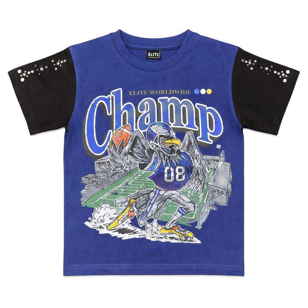 Champ Premium Embellished Blue Kids Tee