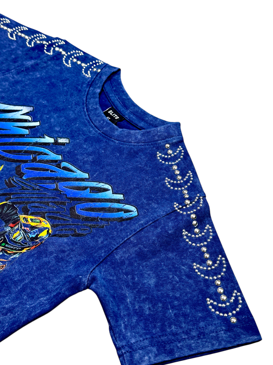 Motor Cross Premium Embellished Blue Kids Tee