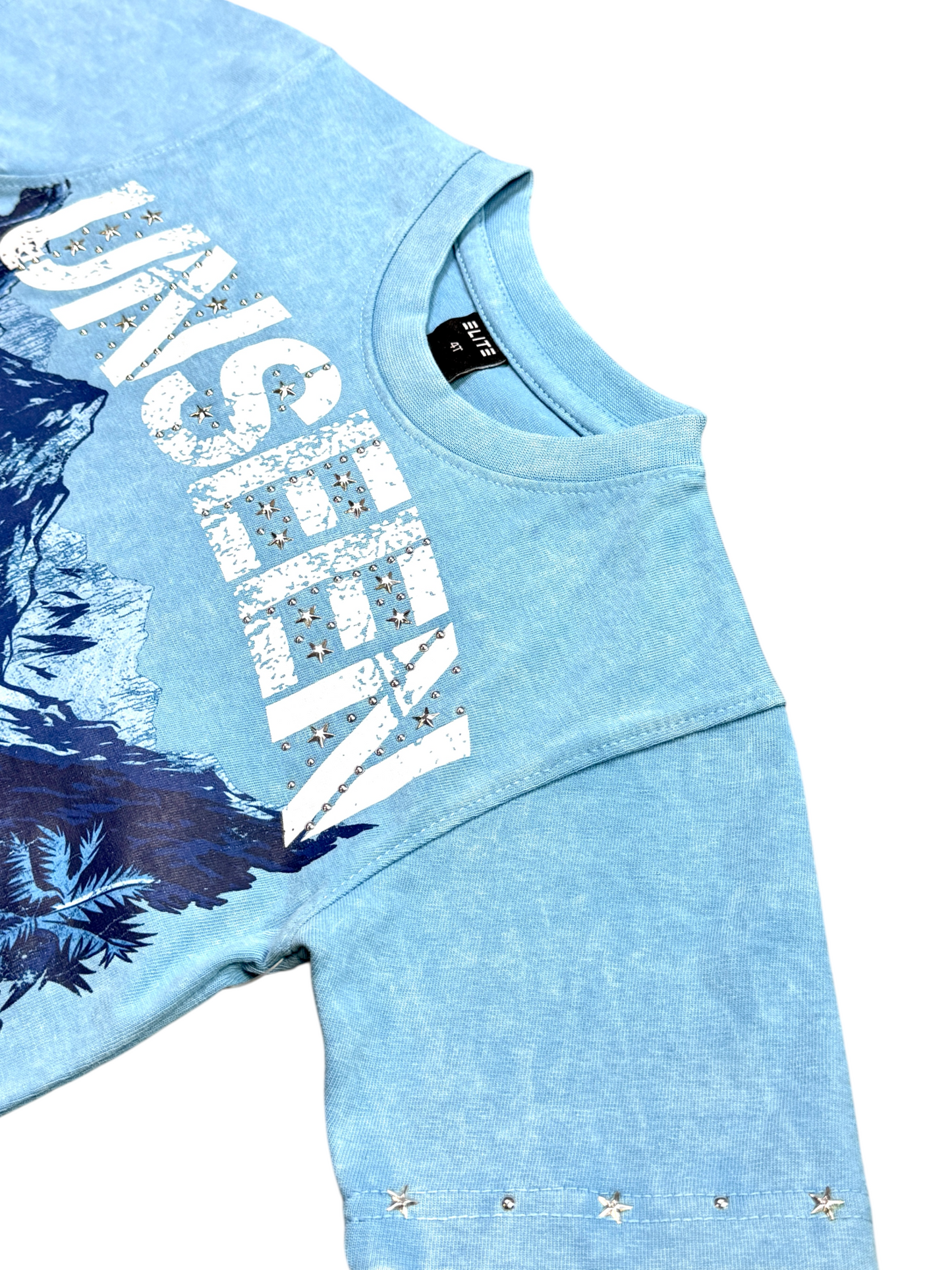 Unseen Premium Embellished Blue Kids Tee