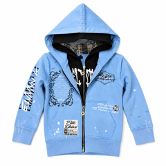 Double Layer Baby Blue Kids Zip Up Hoodie