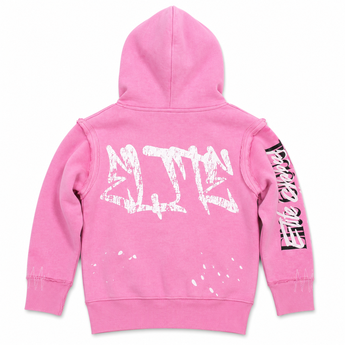 Double Layer Pink Black Kids Zip Up Hoodie