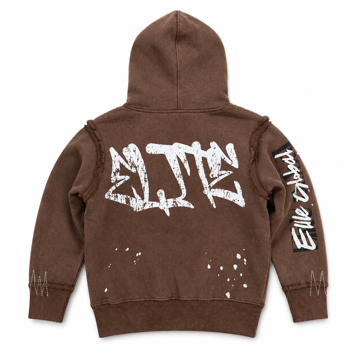 Double Layer Brown Kids Zip Up Hoodie