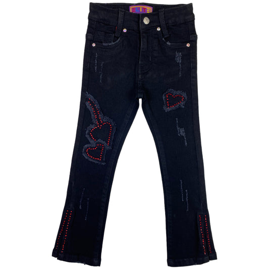 Splash Premium Girls Flare Jeans Black