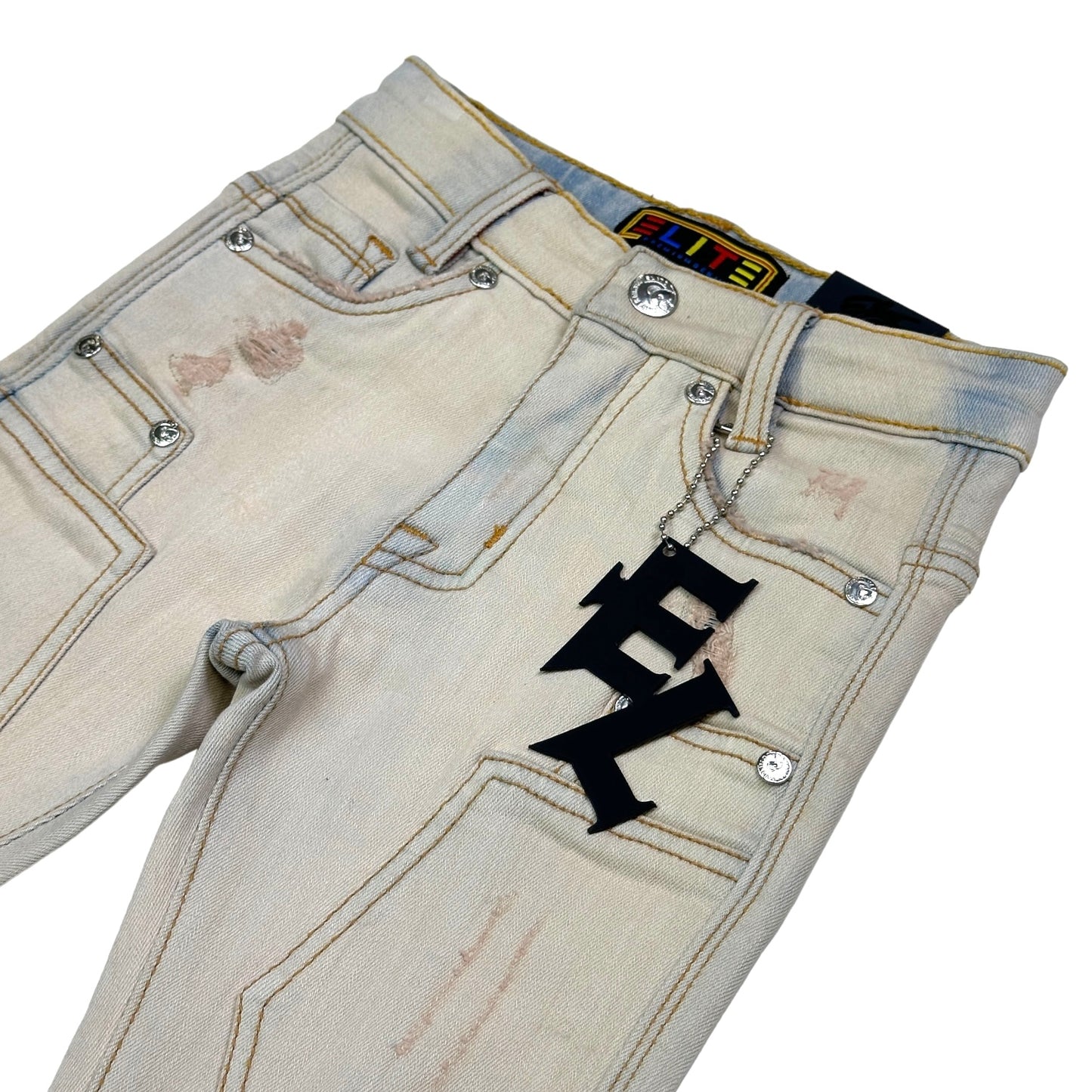 Bright Sand Utility Premium Kids Stack Jeans