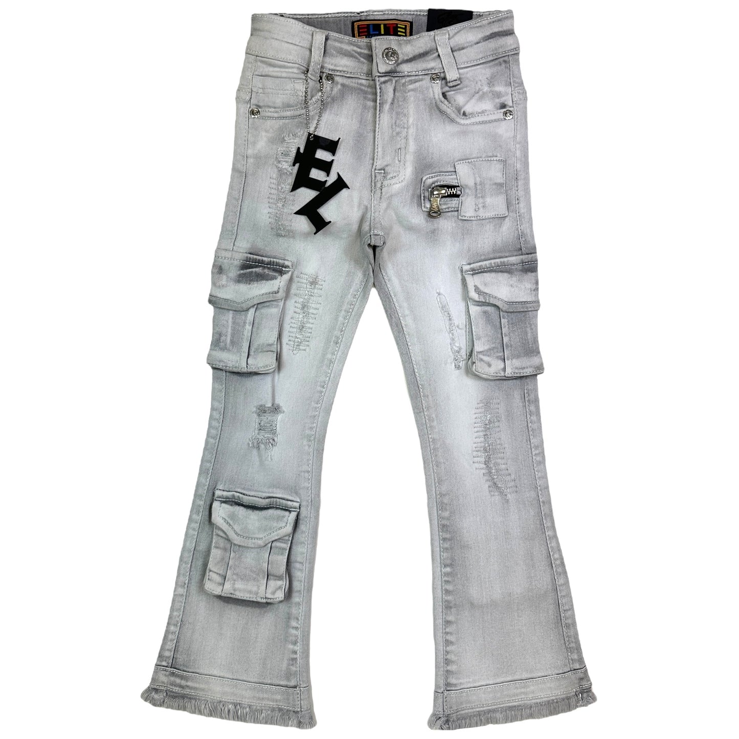 Grey Cargo Premium Kids Stack Jeans