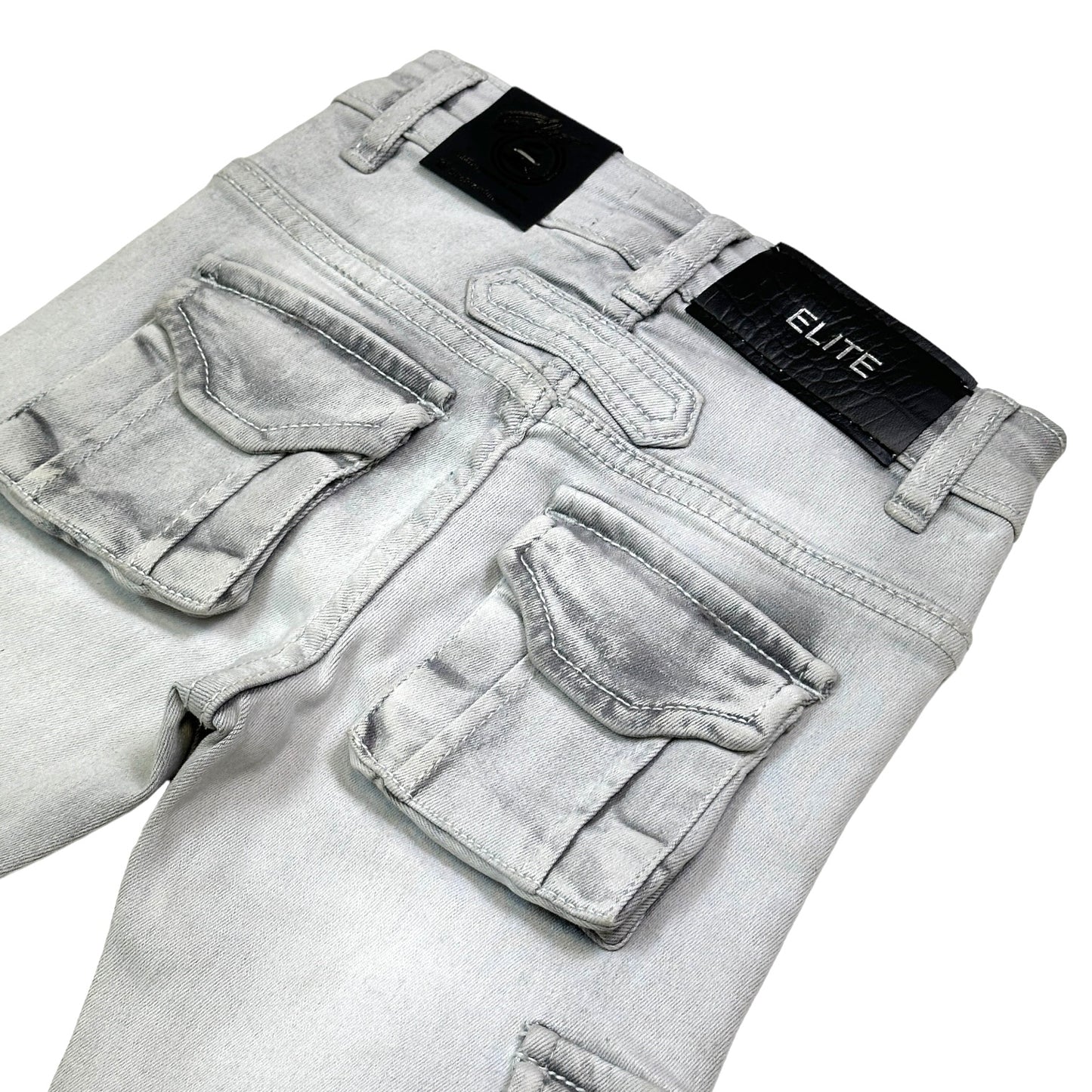 Grey Cargo Premium Kids Stack Jeans