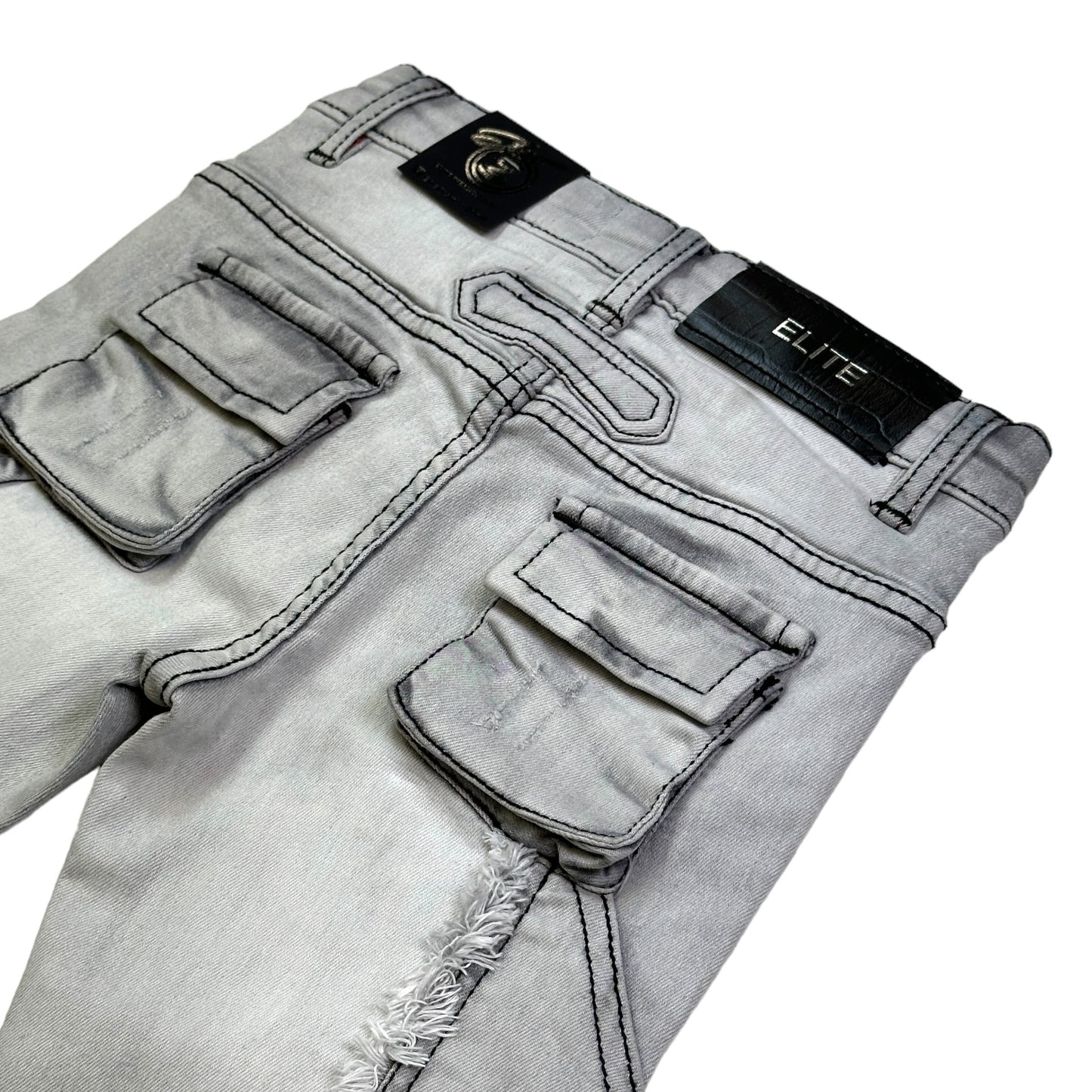 Grey Utility Premium Kids Stack Jeans