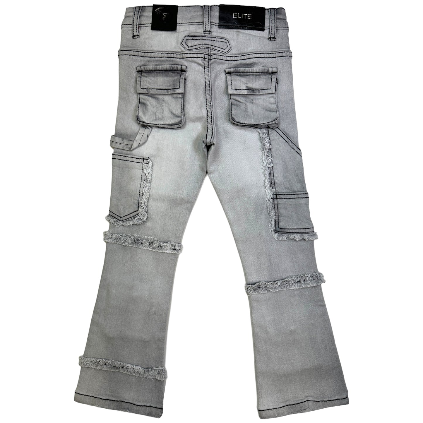 Grey Utility Premium Kids Stack Jeans