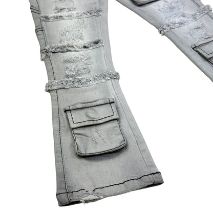 Grey Utility Premium Kids Stack Jeans