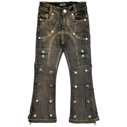 Padded Premium Kids Stacked Jeans Bronze