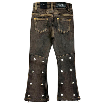 Padded Premium Kids Stacked Jeans Bronze
