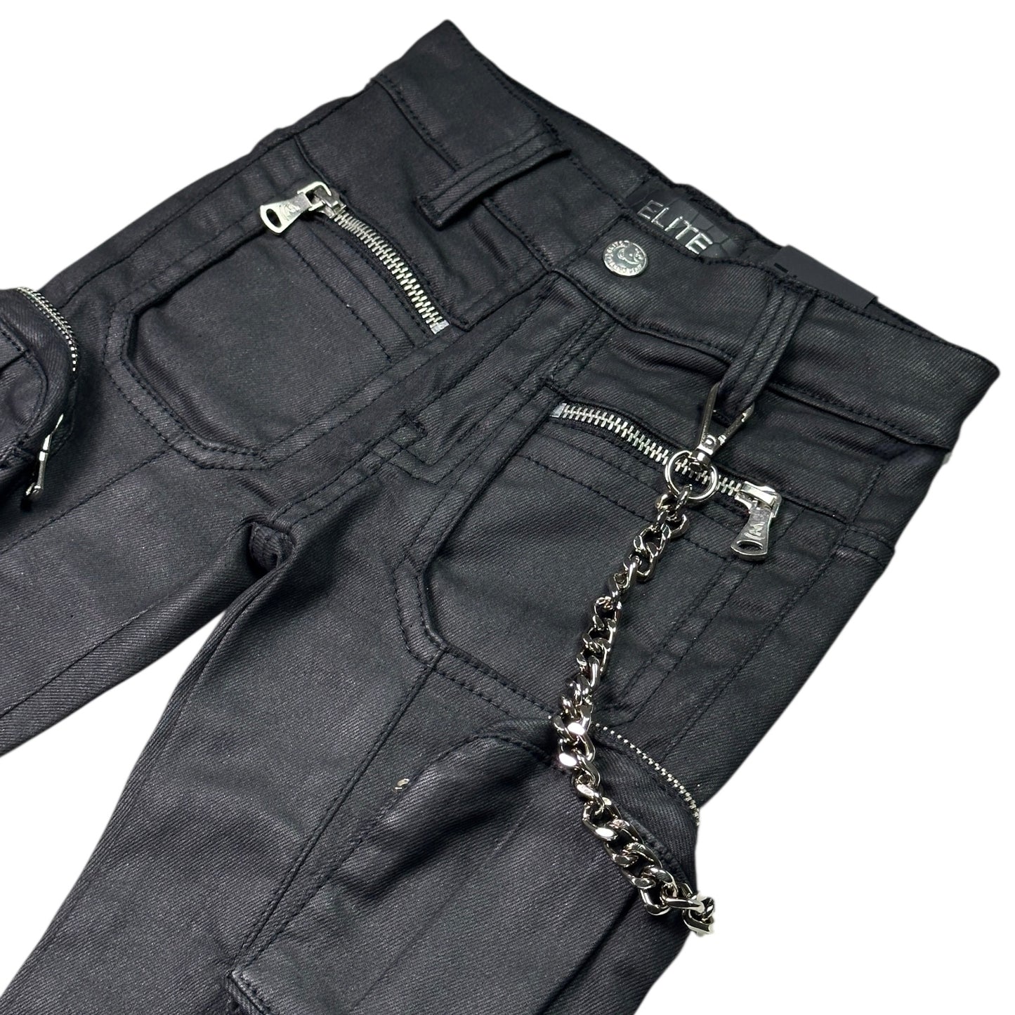Black Wax Premium Kids Stacked Jeans