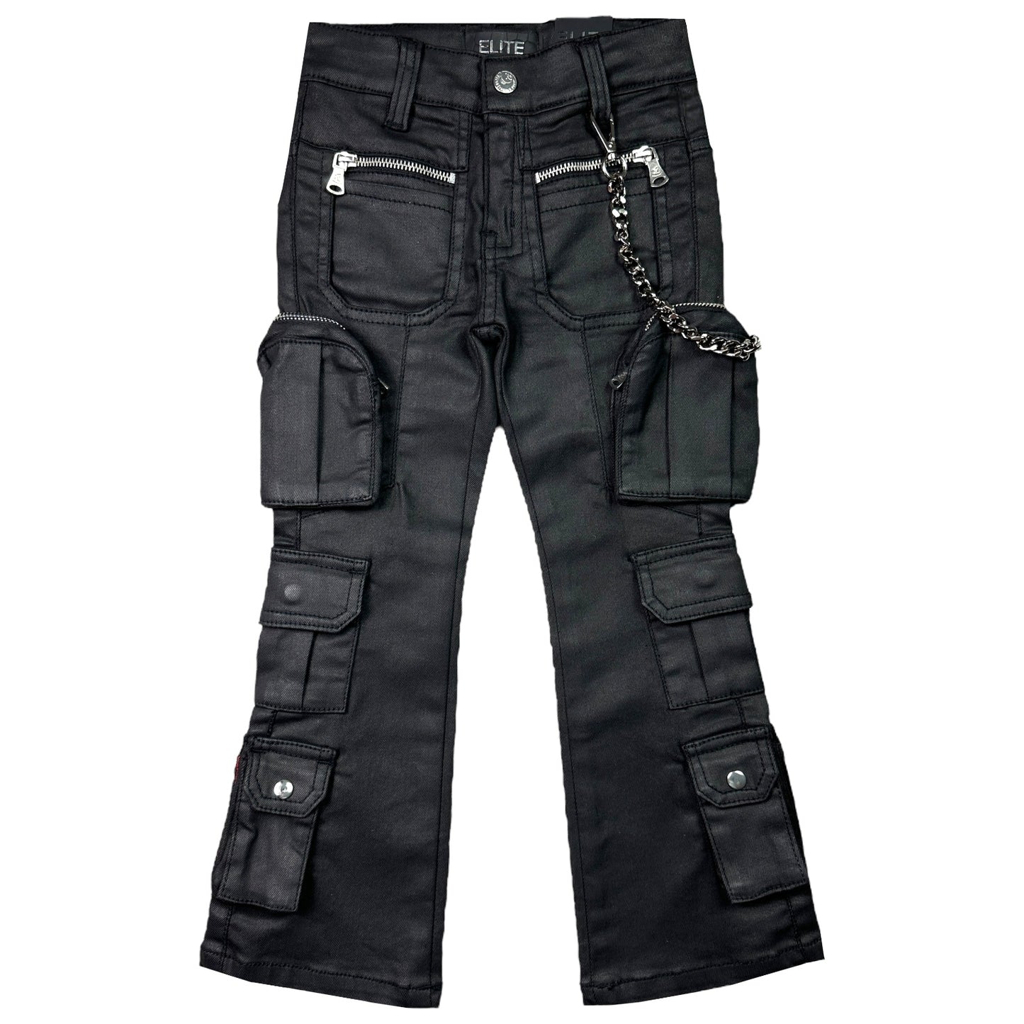 Black Wax Premium Kids Stacked Jeans