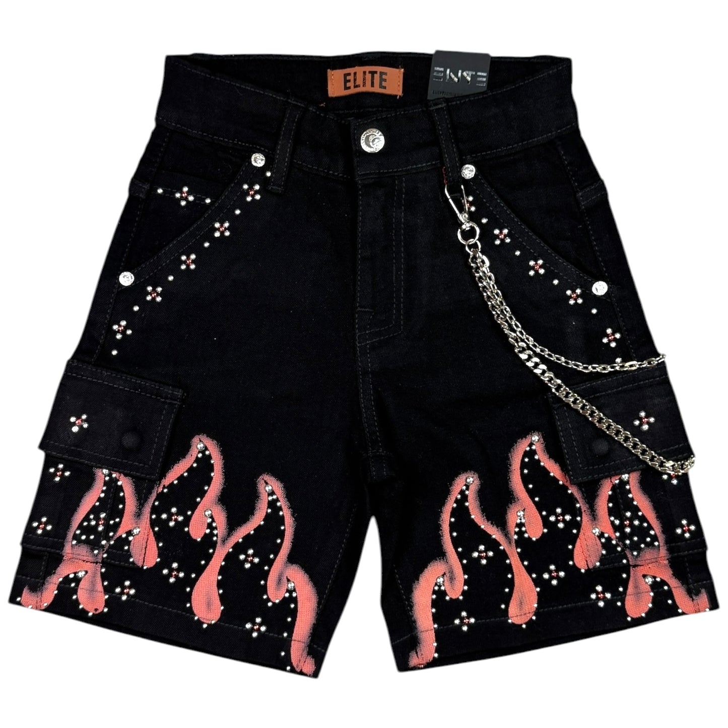 Winners Jet Black Kids Rhinestones Denim Shorts